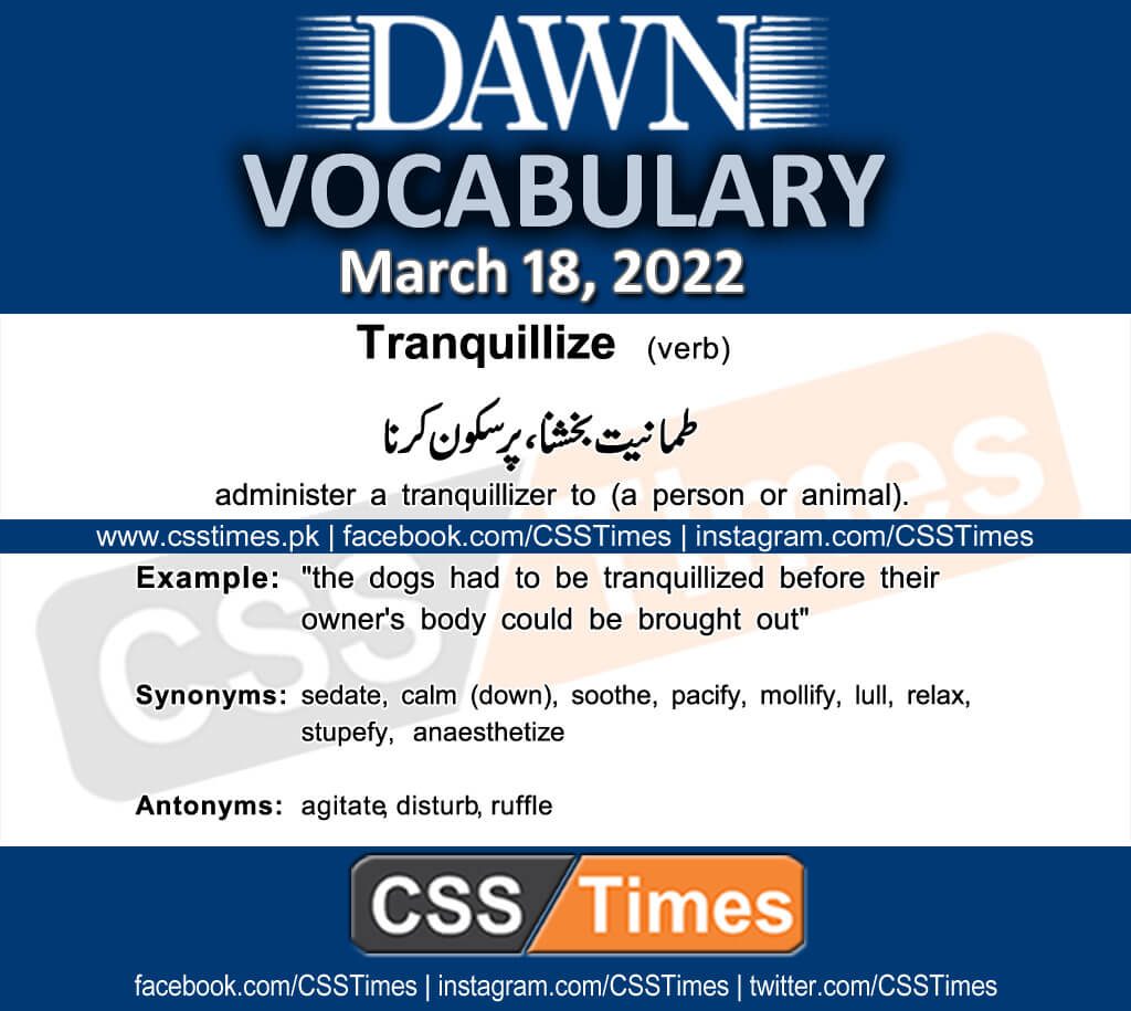 Daily DAWN News Vocabulary with Urdu Meaning (18 March 2022)