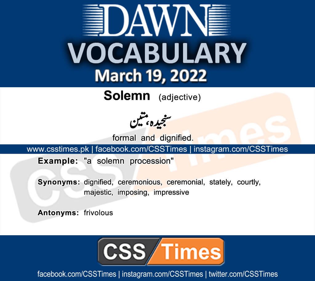 Daily DAWN News Vocabulary with Urdu Meaning (19 March 2022)