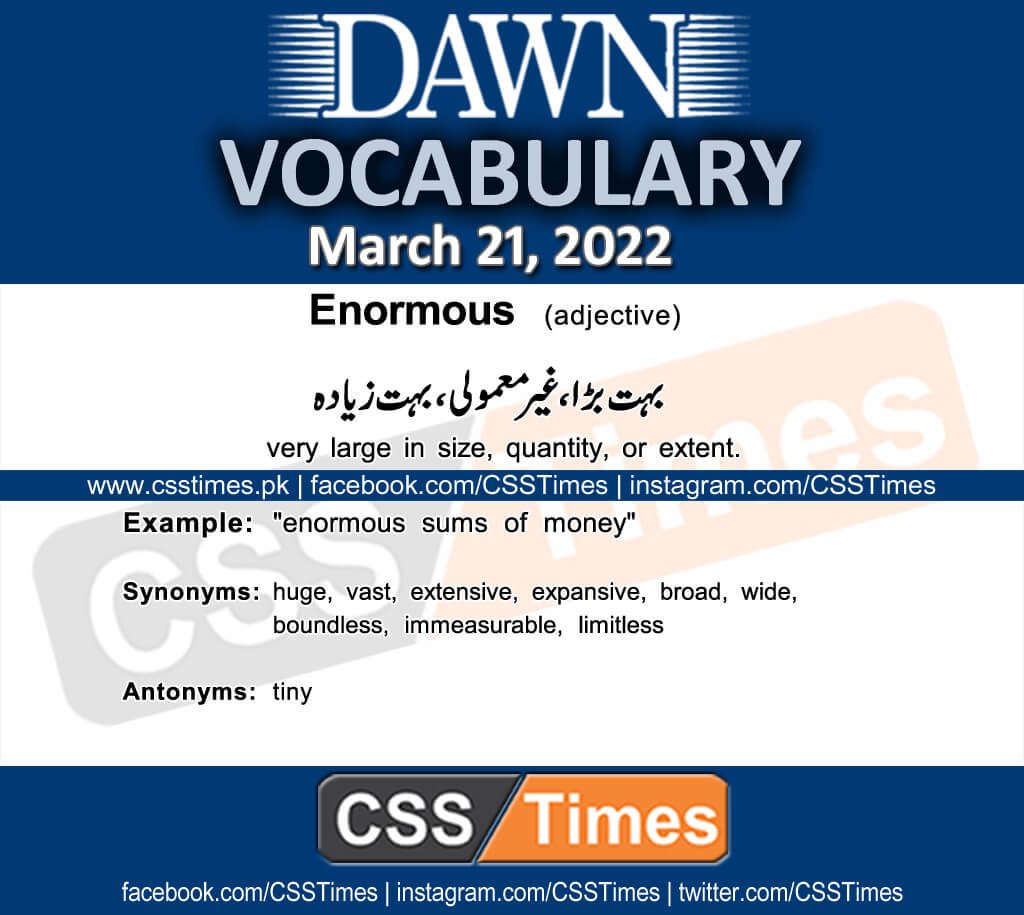 Daily DAWN News Vocabulary with Urdu Meaning (21 March 2022)