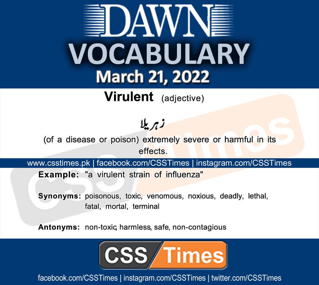 Daily DAWN News Vocabulary with Urdu Meaning (21 March 2022)