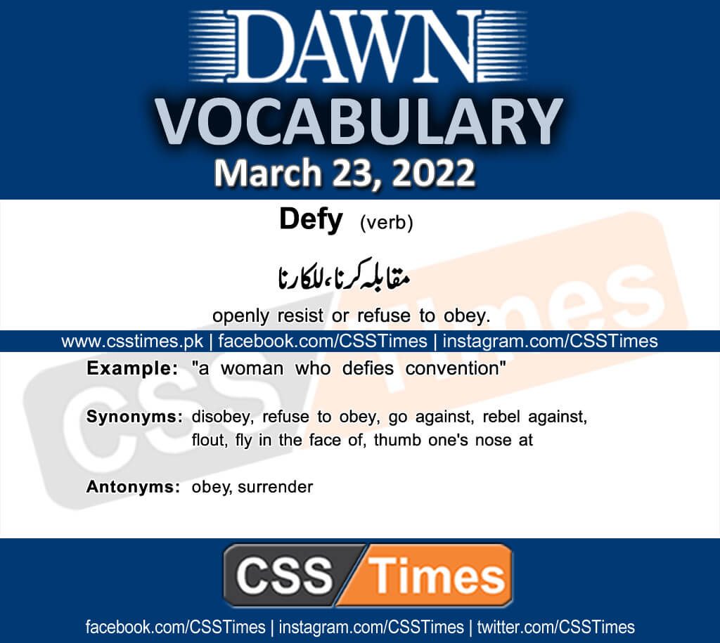 Daily DAWN News Vocabulary with Urdu Meaning (23 March 2022)