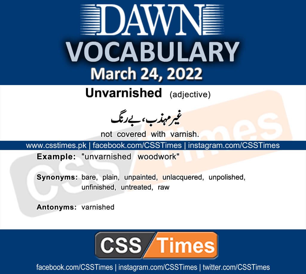 Daily DAWN News Vocabulary with Urdu Meaning (24 March 2022)