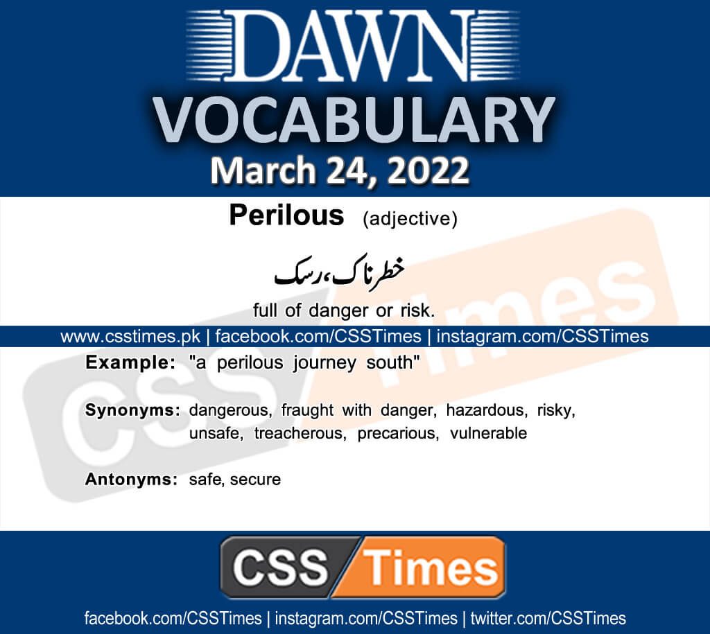 Daily DAWN News Vocabulary with Urdu Meaning (24 March 2022)