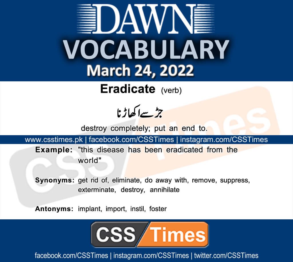 Daily DAWN News Vocabulary with Urdu Meaning (24 March 2022)