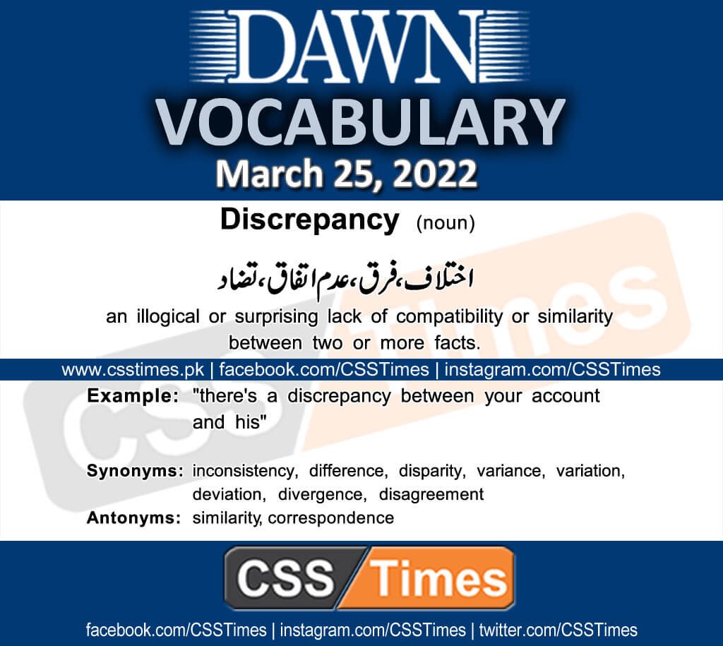 Daily DAWN News Vocabulary with Urdu Meaning (25 March 2022)