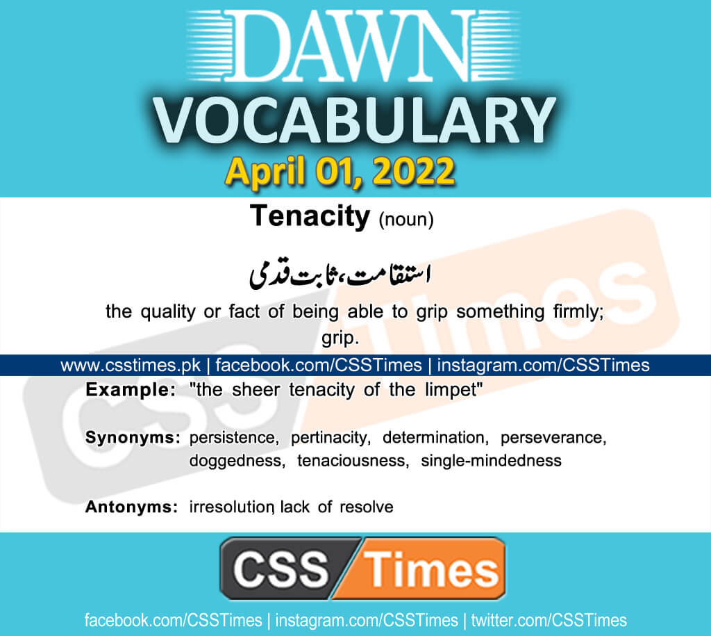 Daily DAWN News Vocabulary with Urdu Meaning (01 April 2022)