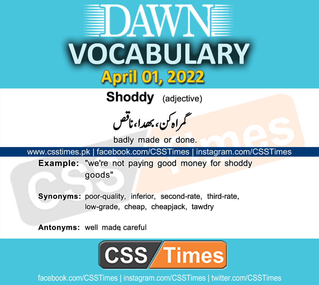 Daily DAWN News Vocabulary with Urdu Meaning (01 April 2022)