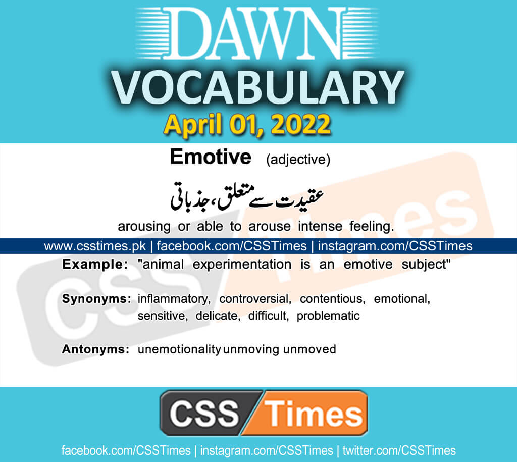 Daily DAWN News Vocabulary with Urdu Meaning (01 April 2022)