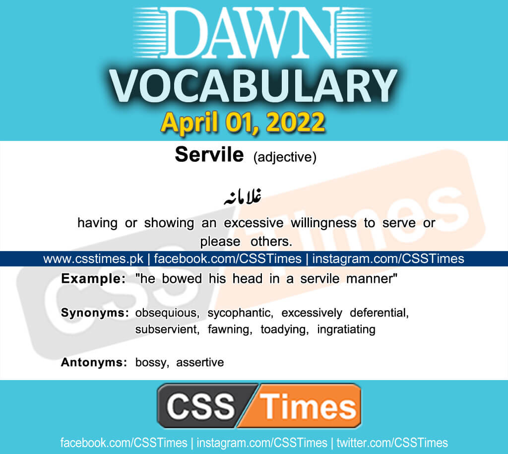 Daily DAWN News Vocabulary with Urdu Meaning (01 April 2022)