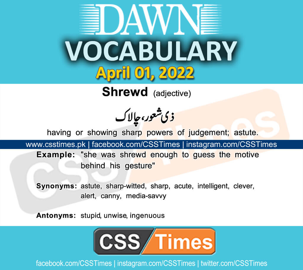 Daily DAWN News Vocabulary with Urdu Meaning (01 April 2022)