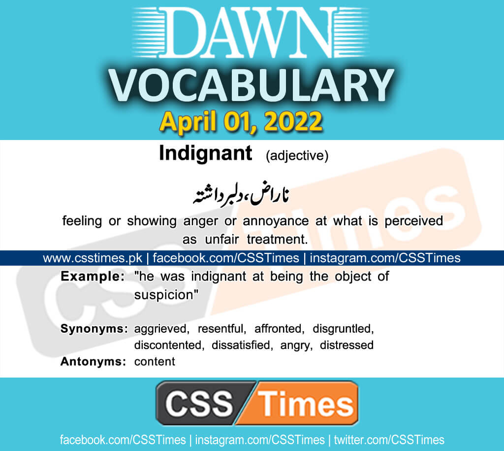 Daily DAWN News Vocabulary with Urdu Meaning (01 April 2022)