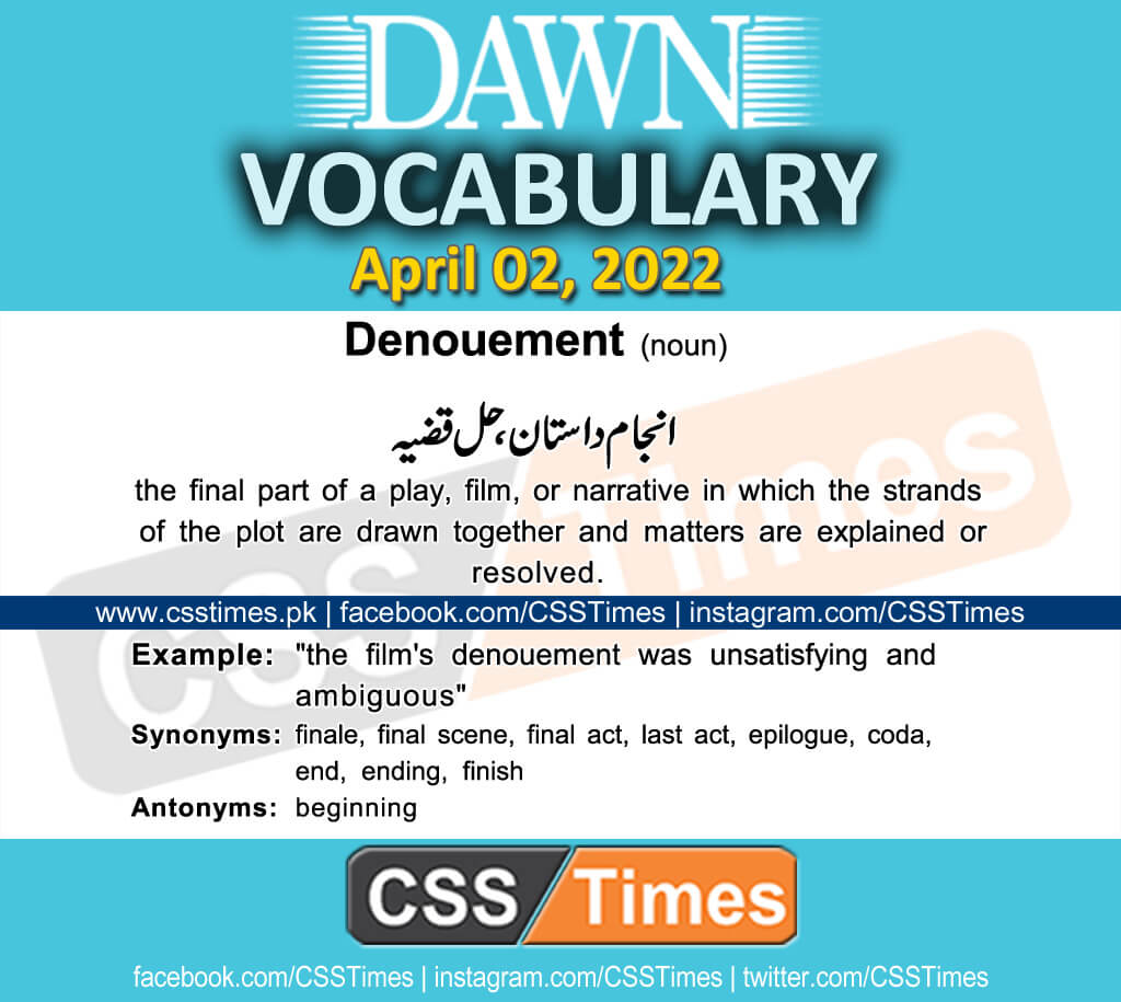 Daily DAWN News Vocabulary with Urdu Meaning (02 April 2022)