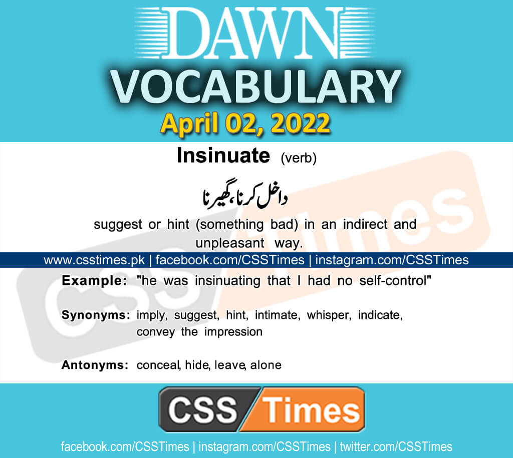 Daily DAWN News Vocabulary with Urdu Meaning (02 April 2022)