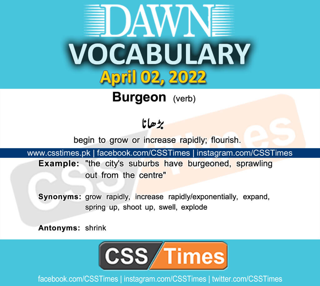 Daily DAWN News Vocabulary with Urdu Meaning (02 April 2022)