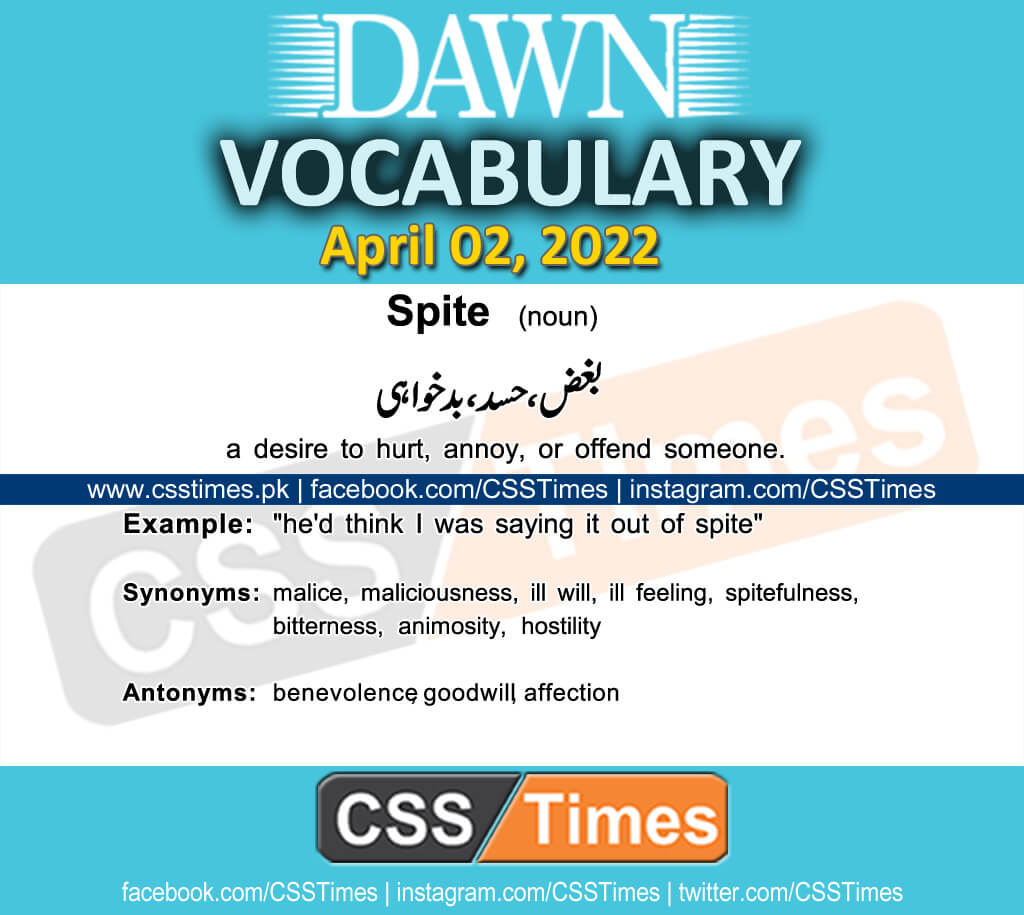 Daily DAWN News Vocabulary with Urdu Meaning (02 April 2022)