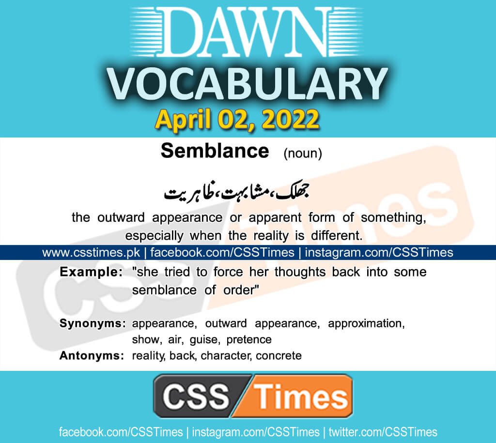 Daily DAWN News Vocabulary with Urdu Meaning (02 April 2022)