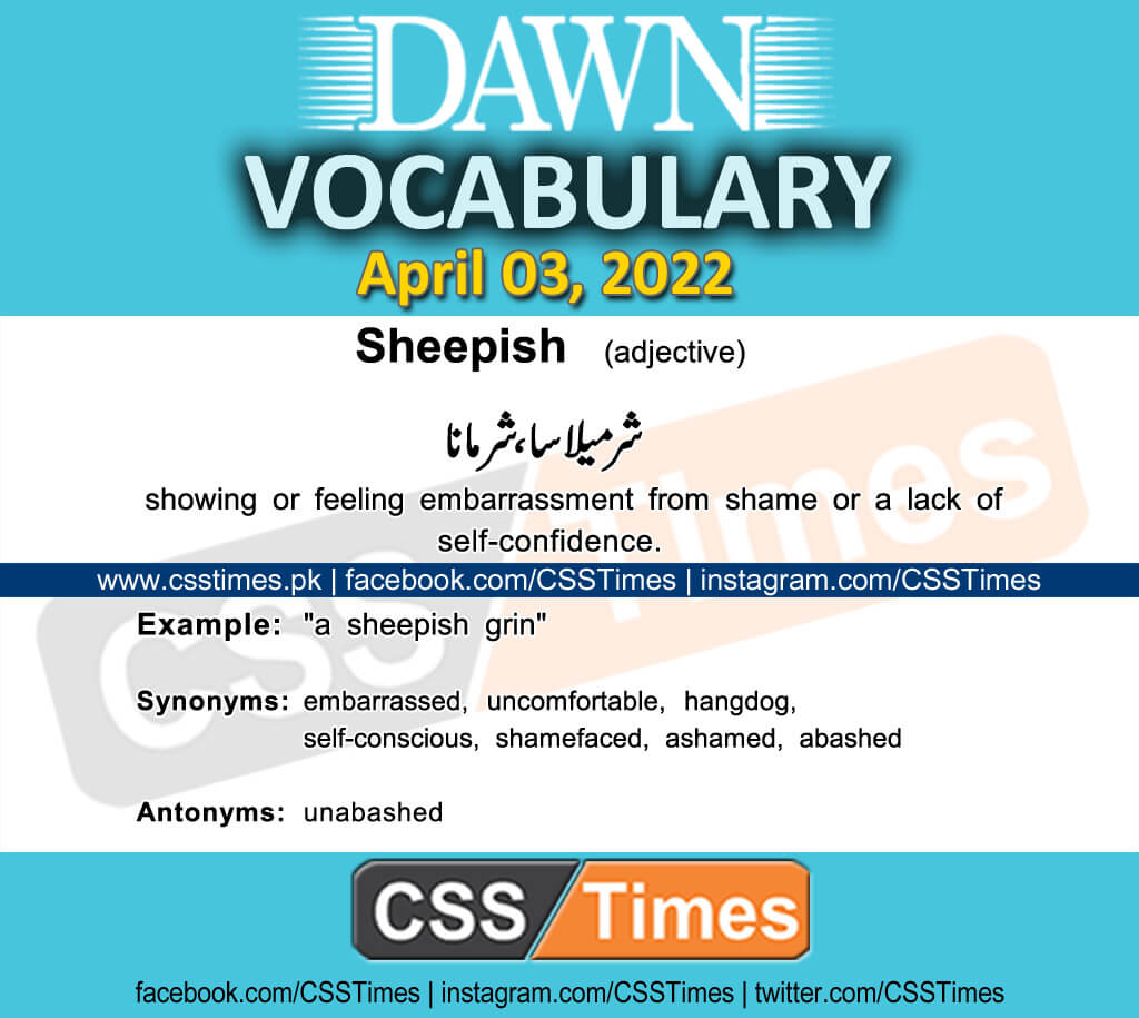 Daily DAWN News Vocabulary with Urdu Meaning (03 April 2022)