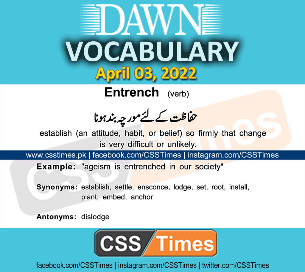 Daily DAWN News Vocabulary with Urdu Meaning (03 April 2022)