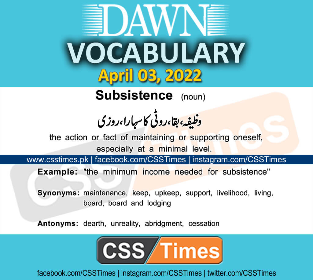 Daily DAWN News Vocabulary with Urdu Meaning (03 April 2022)