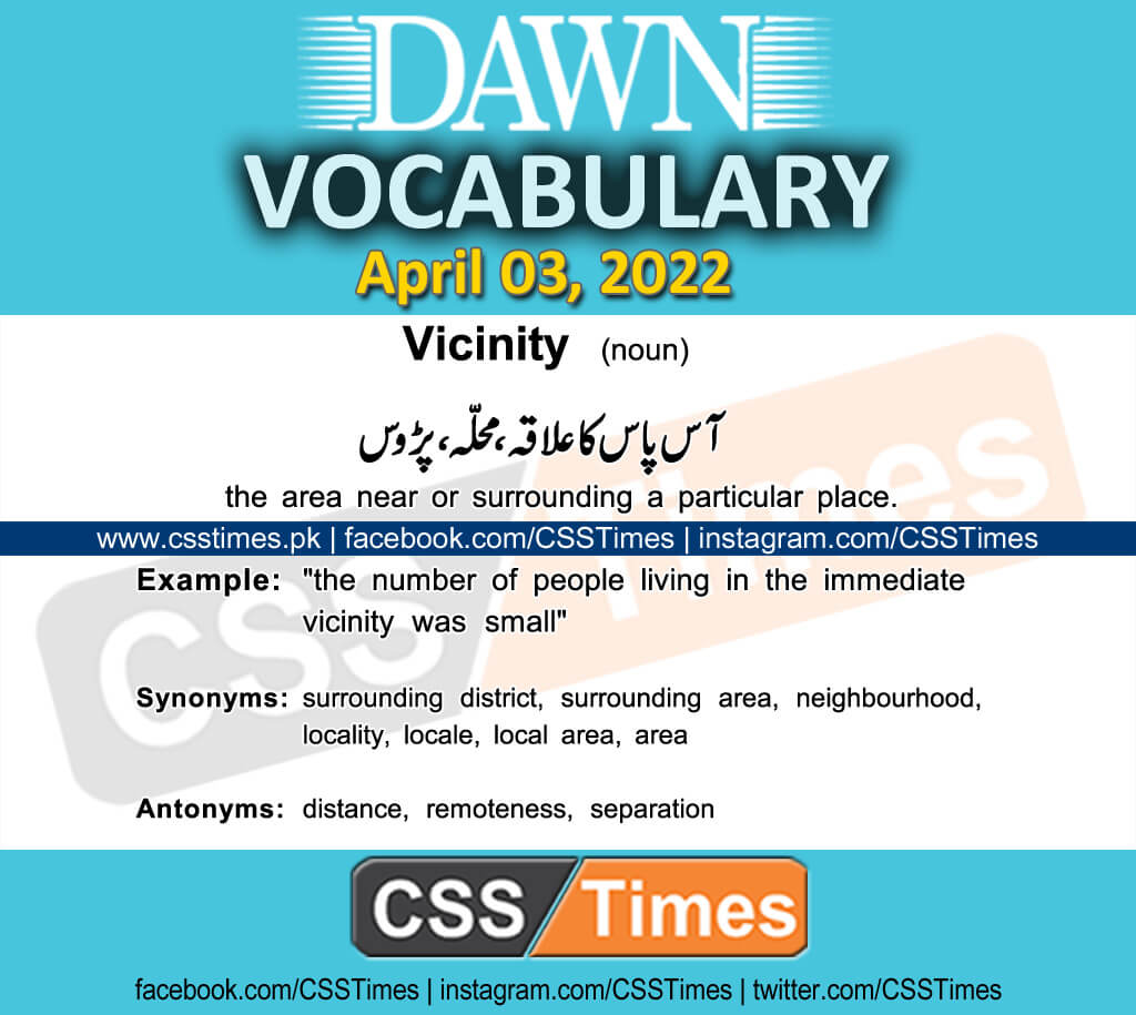 Daily DAWN News Vocabulary with Urdu Meaning (03 April 2022)