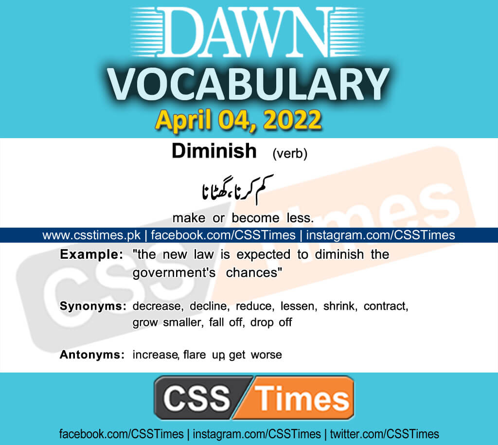 Daily DAWN News Vocabulary with Urdu Meaning (04 April 2022)