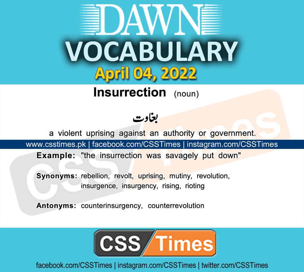 Daily DAWN News Vocabulary with Urdu Meaning (04 April 2022)