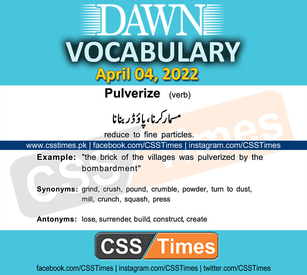 Daily DAWN News Vocabulary with Urdu Meaning (04 April 2022)