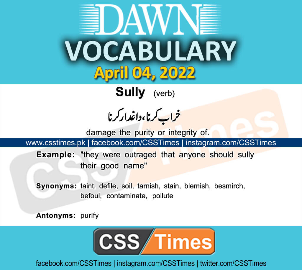 Daily DAWN News Vocabulary with Urdu Meaning (04 April 2022)