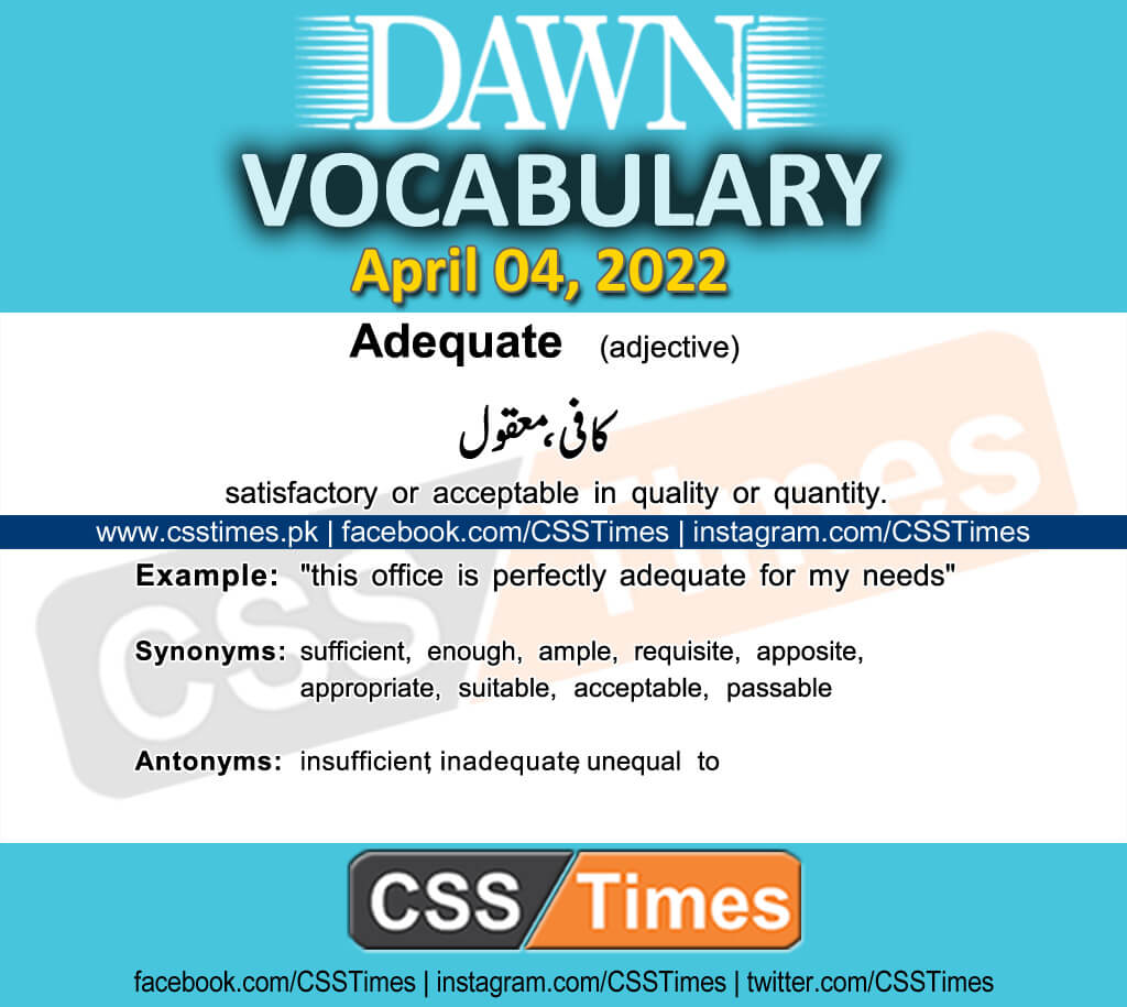 Daily DAWN News Vocabulary with Urdu Meaning (04 April 2022)