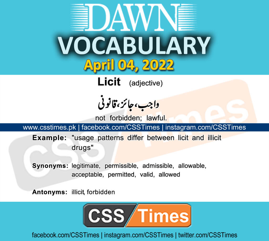 Daily DAWN News Vocabulary with Urdu Meaning (04 April 2022)