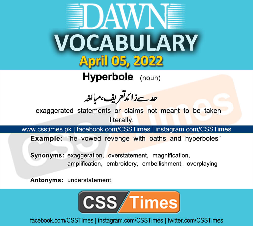 Daily DAWN News Vocabulary with Urdu Meaning (05 April 2022)