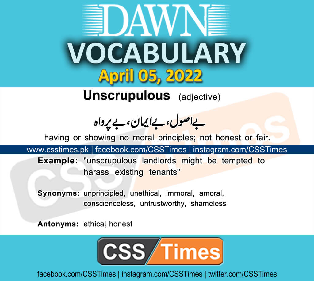 Daily DAWN News Vocabulary with Urdu Meaning (05 April 2022)