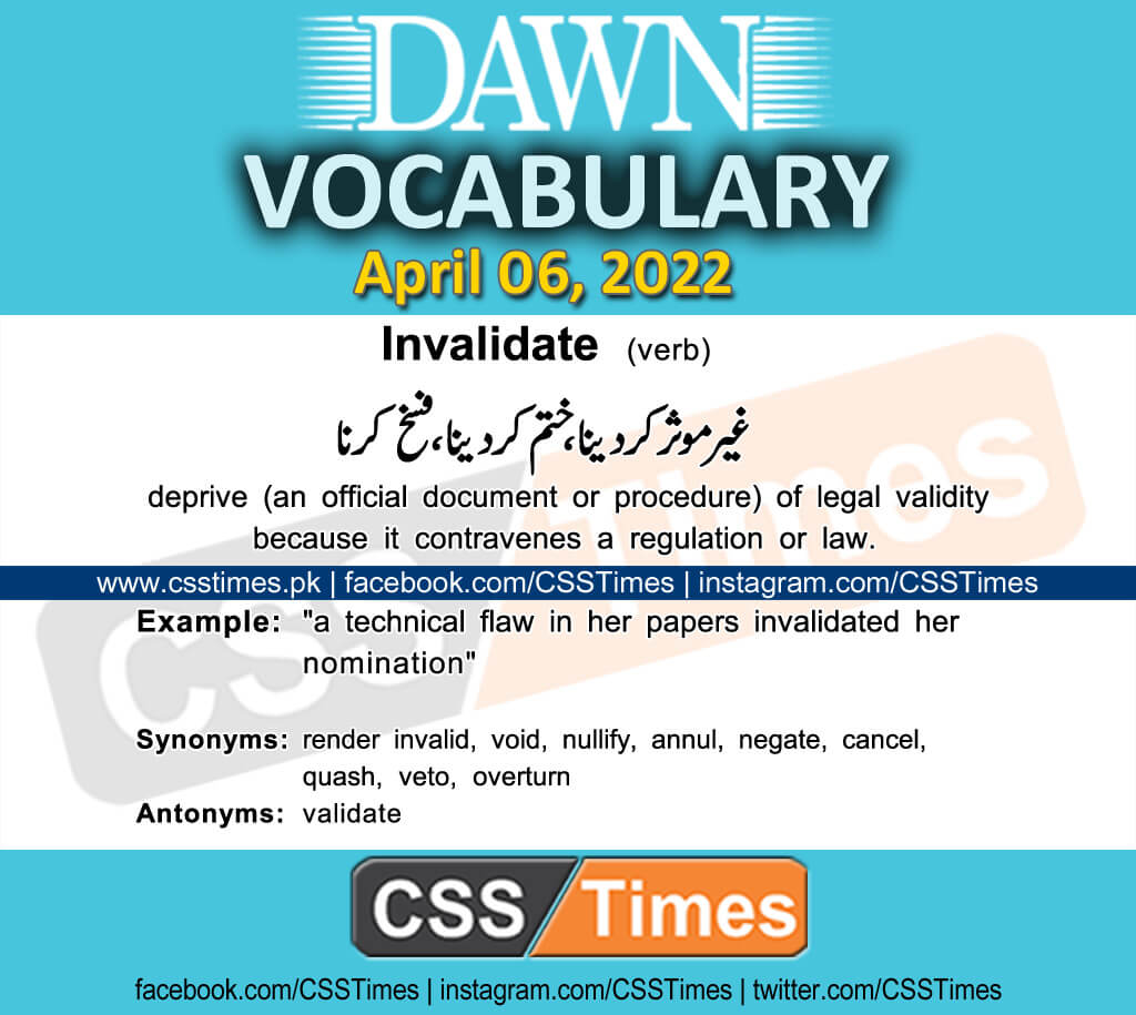 Daily DAWN News Vocabulary with Urdu Meaning (06 April 2022)