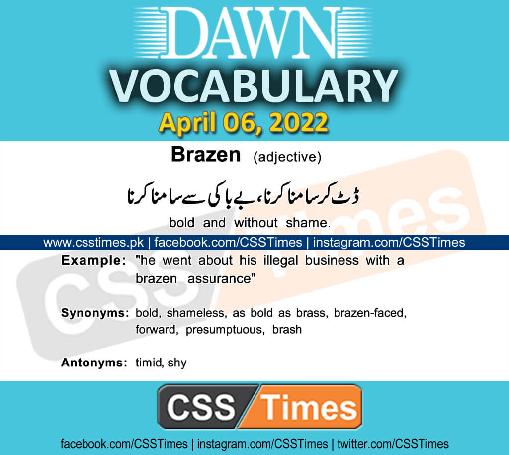 Daily DAWN News Vocabulary with Urdu Meaning (06 April 2022)