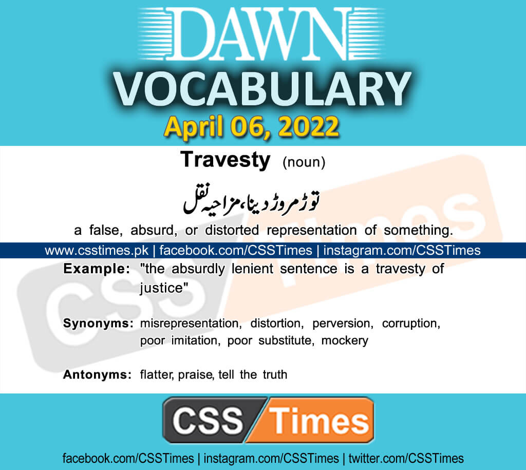 Daily DAWN News Vocabulary with Urdu Meaning (06 April 2022)