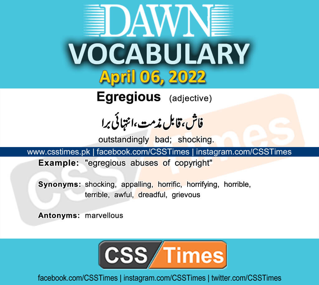 Daily DAWN News Vocabulary with Urdu Meaning (06 April 2022)