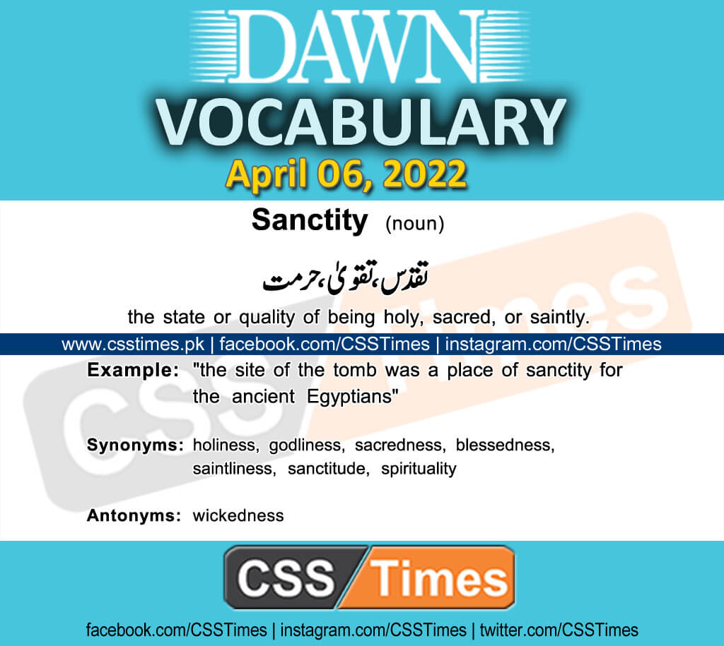 Daily DAWN News Vocabulary with Urdu Meaning (06 April 2022)