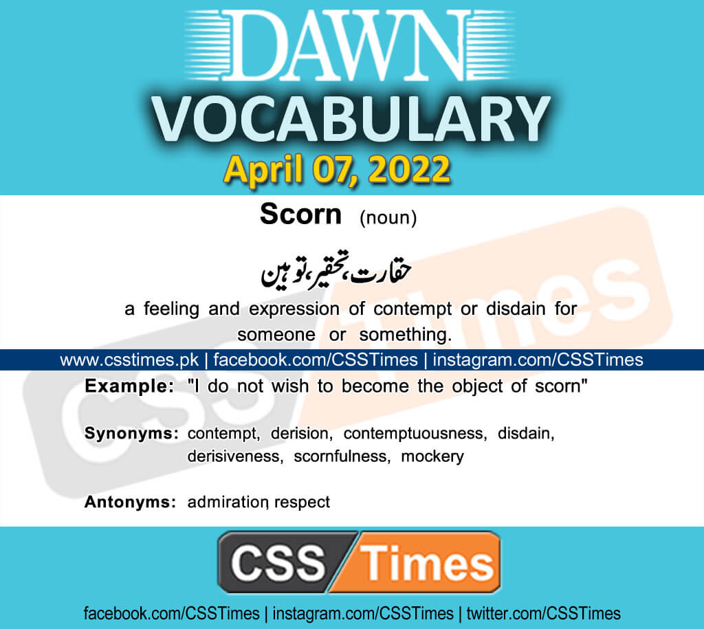 Daily DAWN News Vocabulary with Urdu Meaning (07 April 2022)