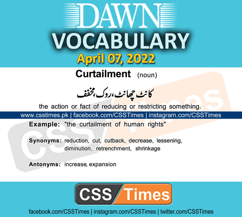 Daily DAWN News Vocabulary with Urdu Meaning (07 April 2022)
