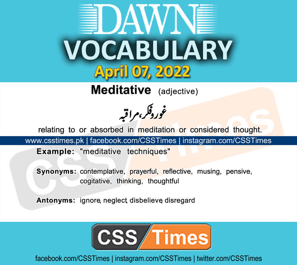 Daily DAWN News Vocabulary with Urdu Meaning (07 April 2022)