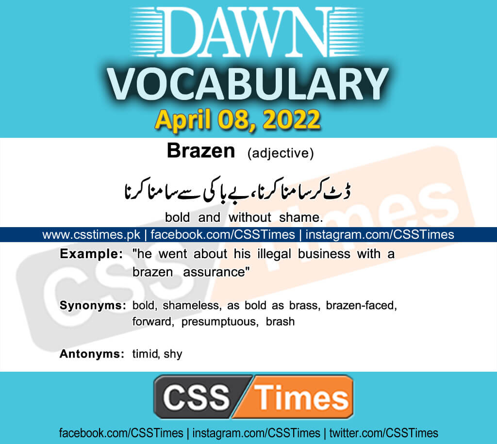 Daily DAWN News Vocabulary with Urdu Meaning (08 April 2022)