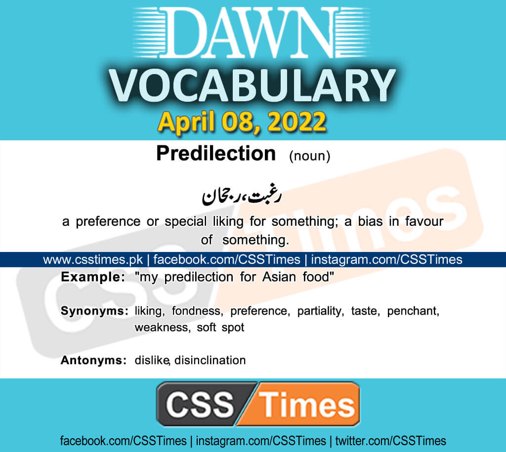 Daily DAWN News Vocabulary with Urdu Meaning (08 April 2022)