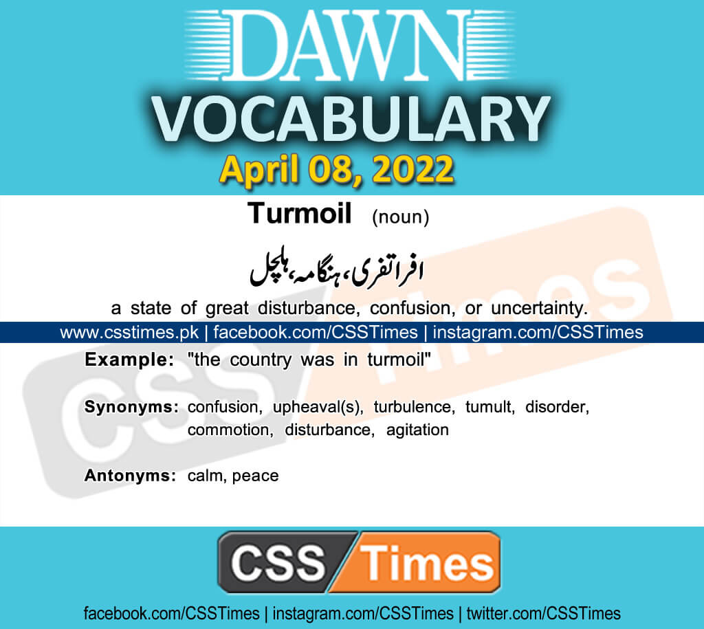 Daily DAWN News Vocabulary with Urdu Meaning (08 April 2022)