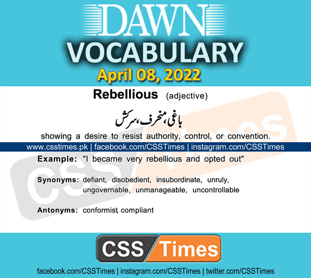 Daily DAWN News Vocabulary with Urdu Meaning (08 April 2022)