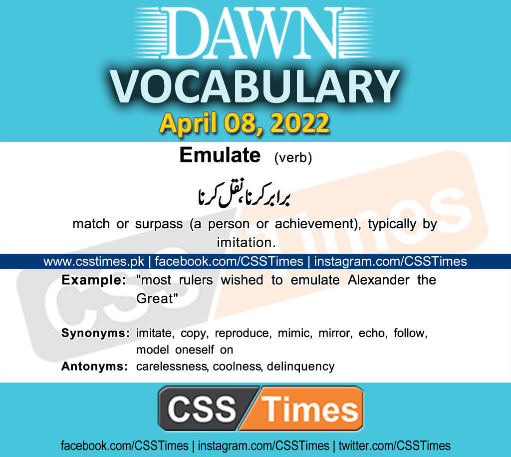 Daily DAWN News Vocabulary with Urdu Meaning (08 April 2022)