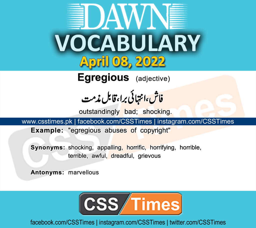 Daily DAWN News Vocabulary with Urdu Meaning (08 April 2022)