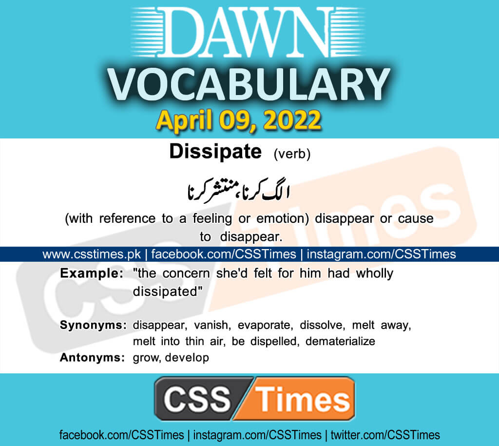 Daily DAWN News Vocabulary with Urdu Meaning (09 April 2022)