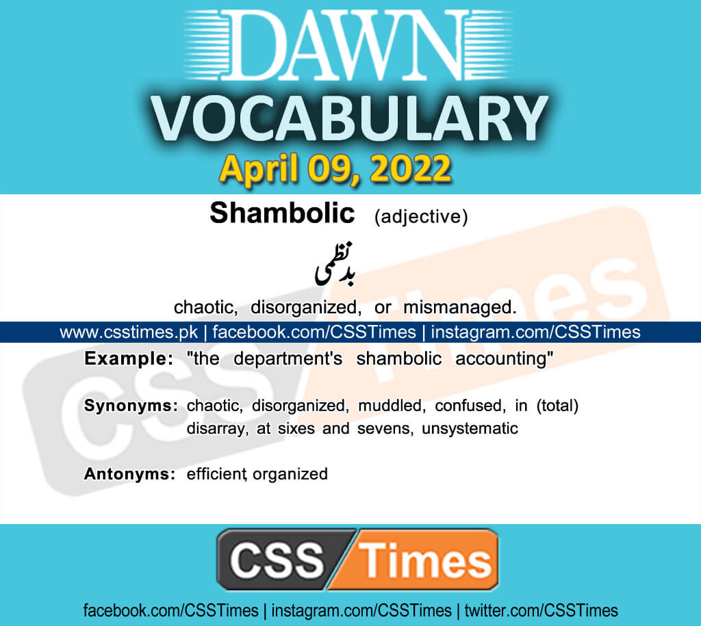 Daily DAWN News Vocabulary with Urdu Meaning (09 April 2022)