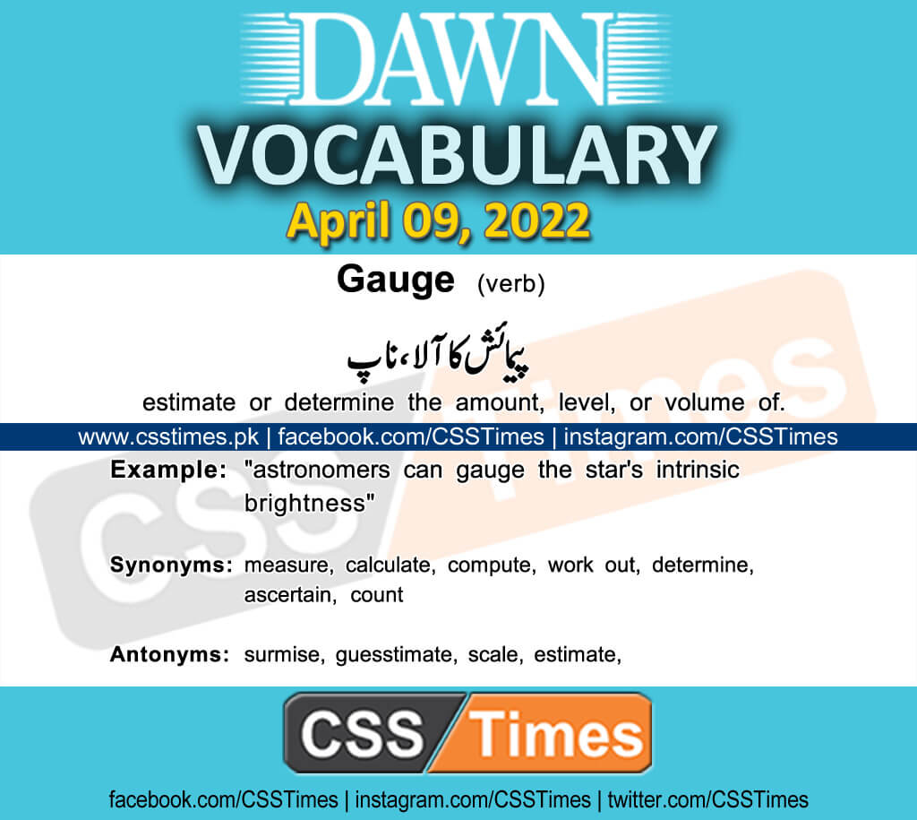 Daily DAWN News Vocabulary with Urdu Meaning (09 April 2022)