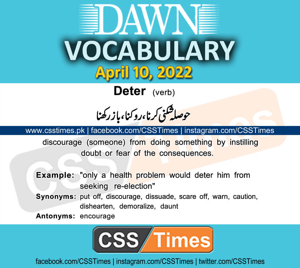 Daily DAWN News Vocabulary with Urdu Meaning (10 April 2022)